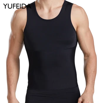 YUFEIDA Mens Liekninamasis Kūno Shaper Suspaudimo Sportiniai Marškinėliai Vyrų Pilvą Kontrolės Shapewear Pilvo Slim Vest Juosmens Treneris Korsetas