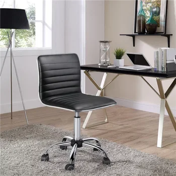 ŠYPSENA MART Moderni Reguliuojama Armless Dirbtiniais Odos Pasukama Biuro Kėdė, Juoda biuro kėdė, recliner kėdės, biuro baldai
